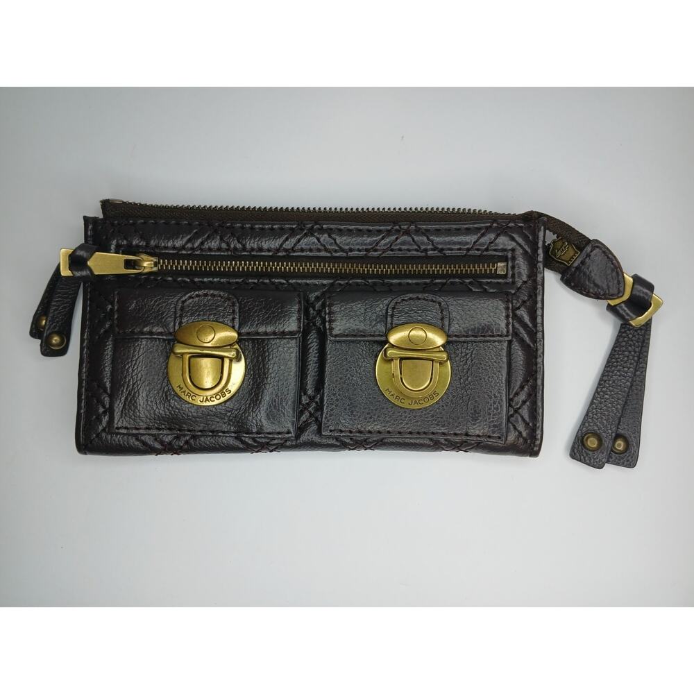 Vintage Marc Jacobs Quilted Stamp Leather Wallet BROWN